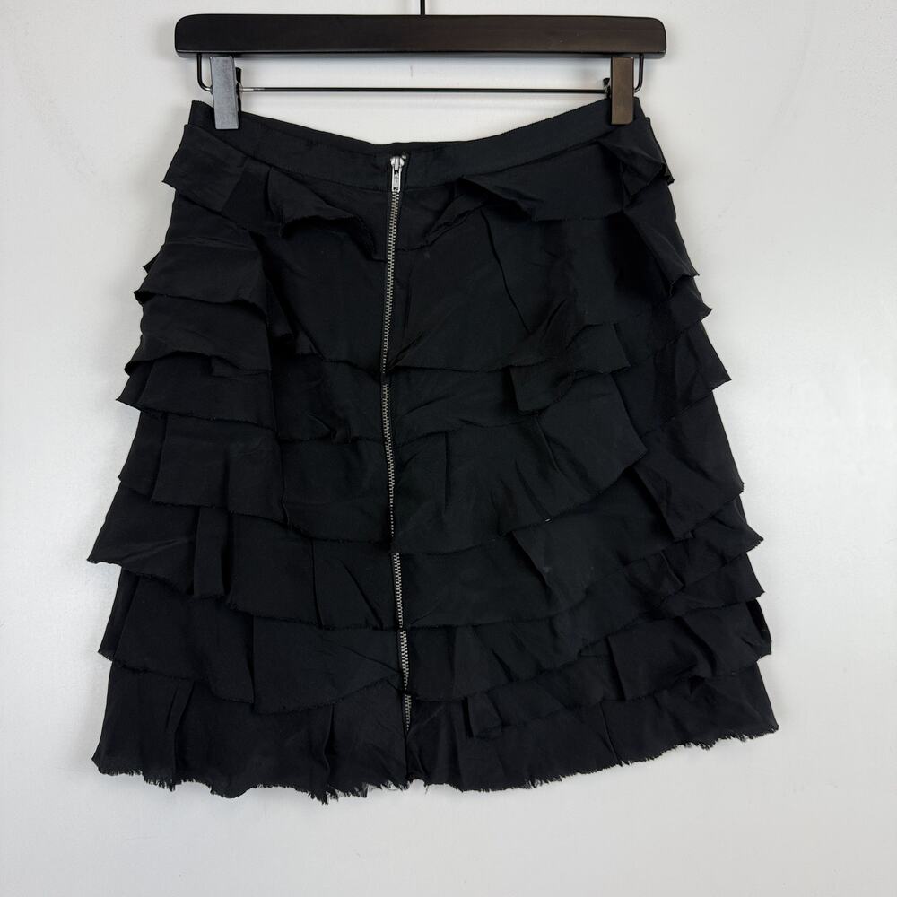 Club Monaco Black Tiered Mini 100% Silk Skirt - 0 - Picture 3 of 7